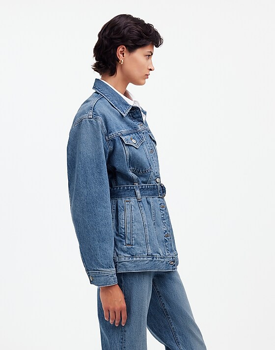 Madewell Belted Oversized Trucker Jean Jacket Reston Wash