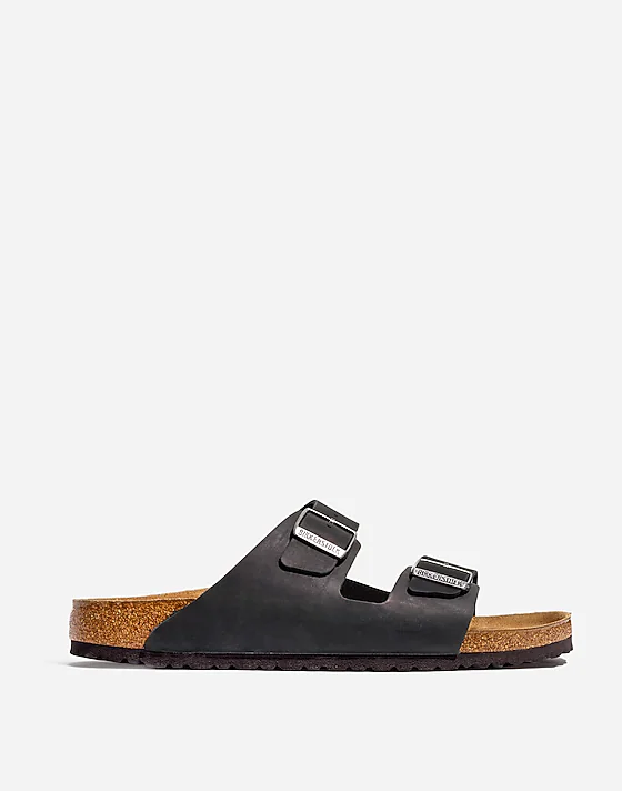 Madewell Birkenstock® Arizona Soft Footbed Sandals In Oiled Leather True Black