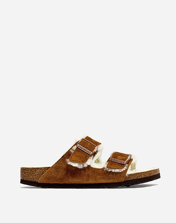 madewell Birkenstock® Suede Arizona Sandals in Shearling mink natural