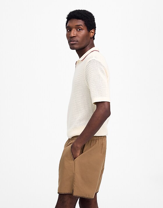 Madewell Blanket Stitch Everywear Shorts Faded Birch