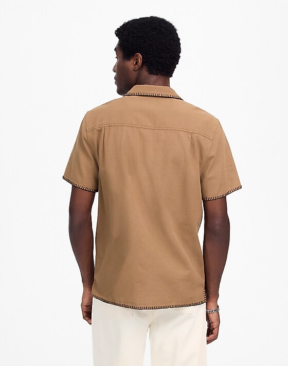 Madewell Blanket Stitch Short-Sleeve Shirt Faded Birch
