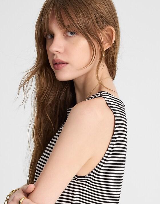 Madewell Boatneck Sleeveless Sweater Black And Ivory Mini Stripe