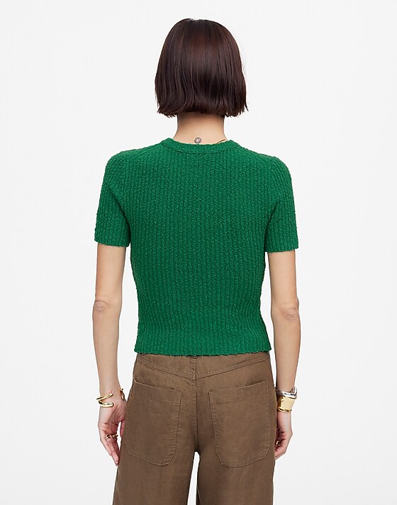 Madewell Bouclé-Knit Crewneck Sweater Tee Verdant Green