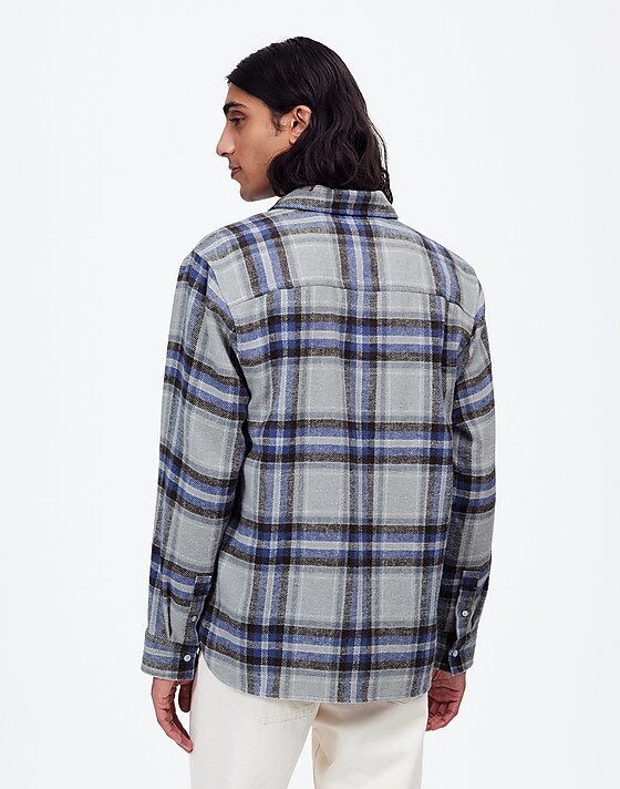 Madewell Brushed Flannel Easy Long-Sleeve Shirt Steel Morning