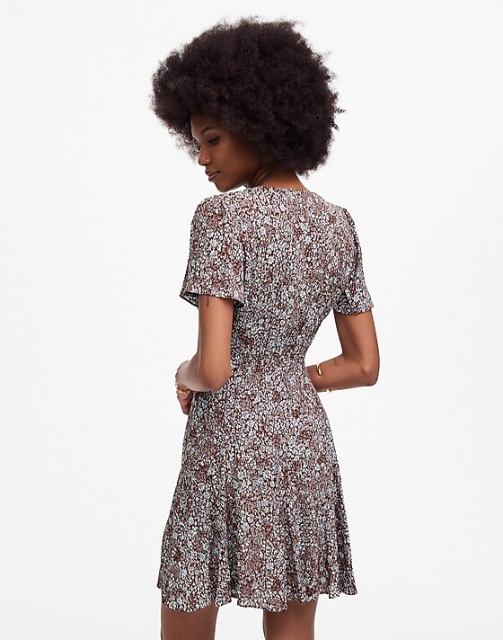 Madewell Button-Front Mini Dress In Floral Adelaide Floral Henna