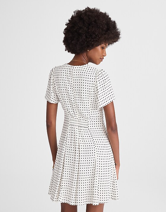 Madewell Button-Front Mini Dress Linear Dots Lighthouse