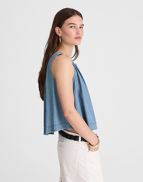 Madewell Button-Front Tank In Ashbury Wash: Airy Denim Edition Ashbury Wash