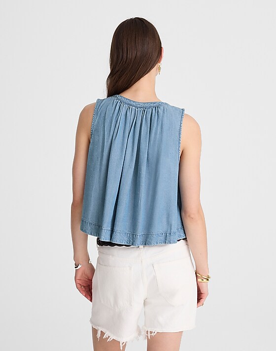 Madewell Button-Front Tank In Ashbury Wash: Airy Denim Edition Ashbury Wash