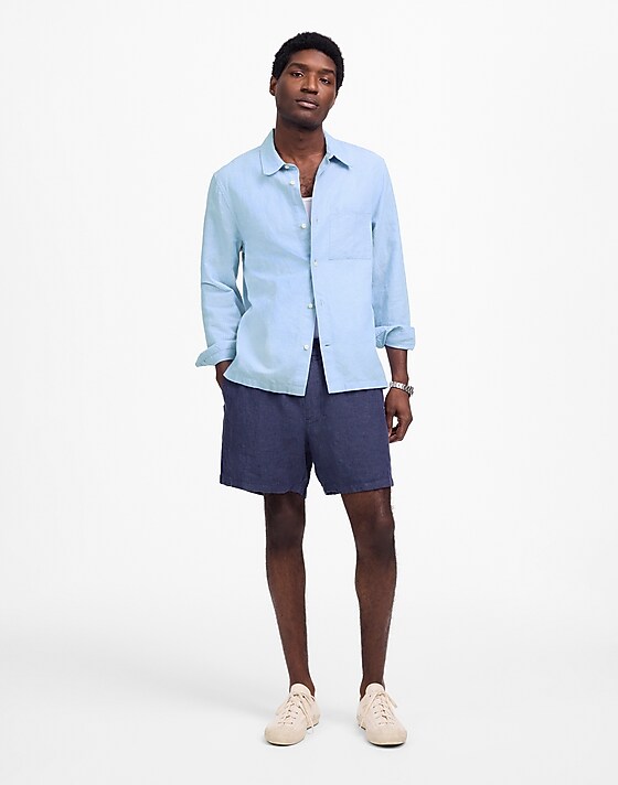 Madewell Button-Up Shirt In Cotton-Linen Blend Newbridge Stripe