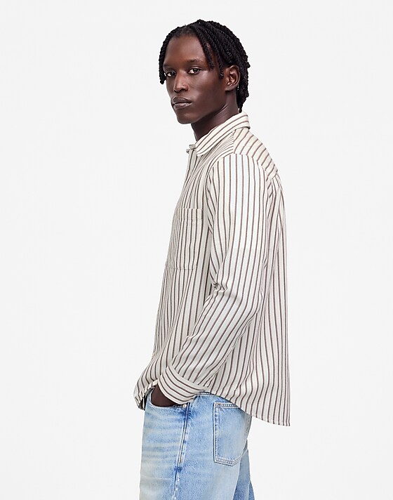 Madewell Button-Up Shirt In Everyday Twill Reduced Niko Stripe