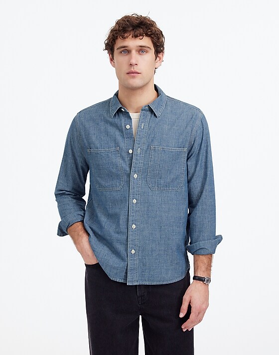 Madewell Button-Up Shirt In Japanese Chambray Hydetown Wash