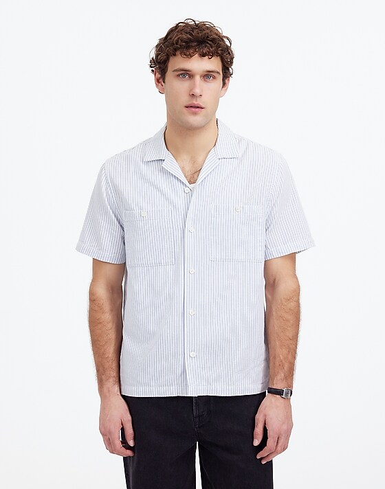 Madewell Camp Collar Short-Sleeve Shirt In Everyday Twill Hydrangea