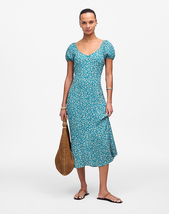 madewell Cap-Sleeve Midi Dress in Floral eloise ditsy floral