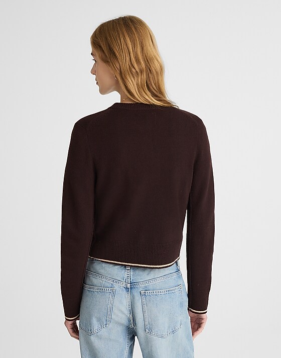 Madewell Cashmere Button-Front Cardigan Sweater Molasses Combo