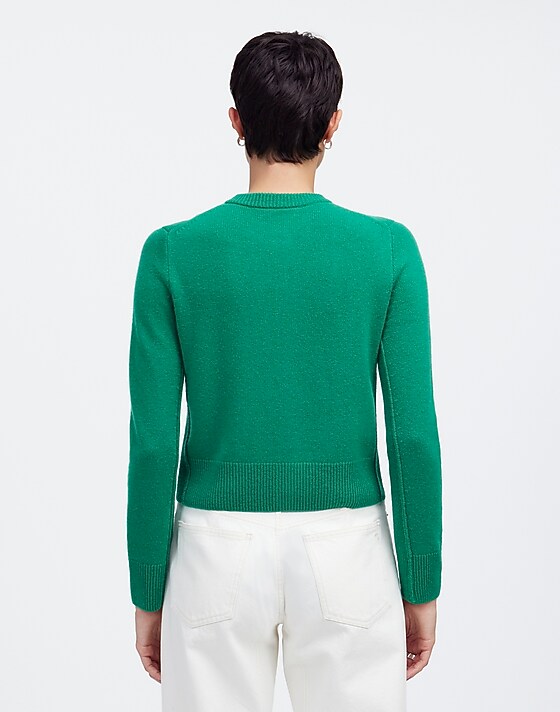 Madewell Cashmere Button-Front Cardigan Sweater Verdant Green
