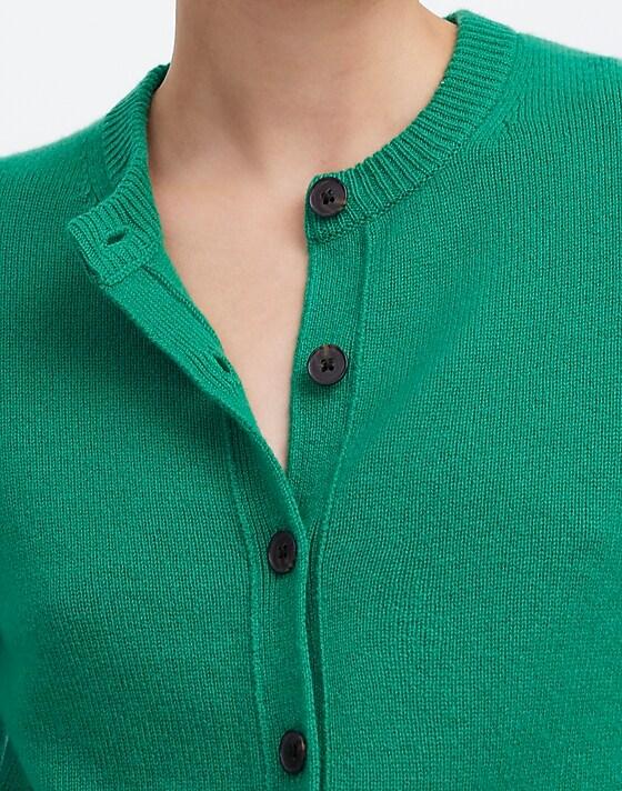 Madewell Cashmere Button-Front Cardigan Sweater Verdant Green
