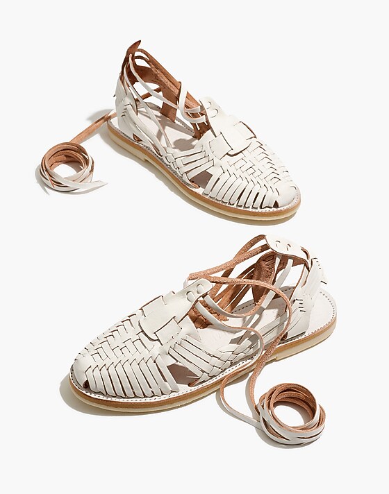 madewell Chamula™ Sayulita Ankle-Wrap Sandals white