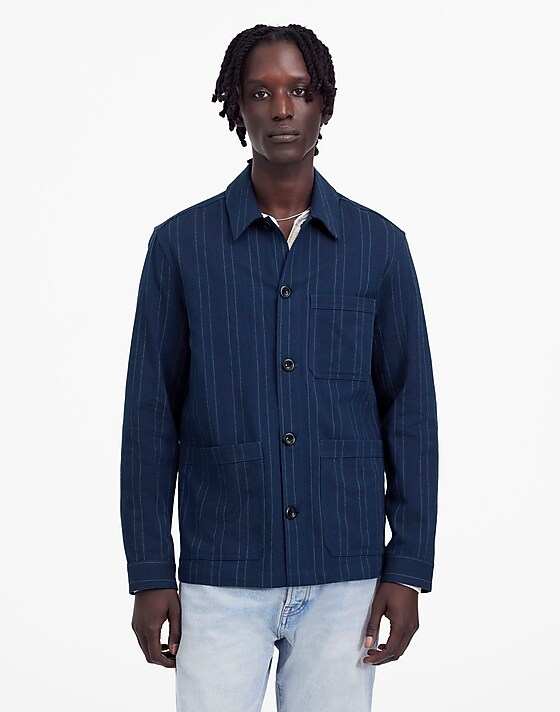 Madewell Chore Jacket In Indigo-Dyed Stripe Indigo Multi