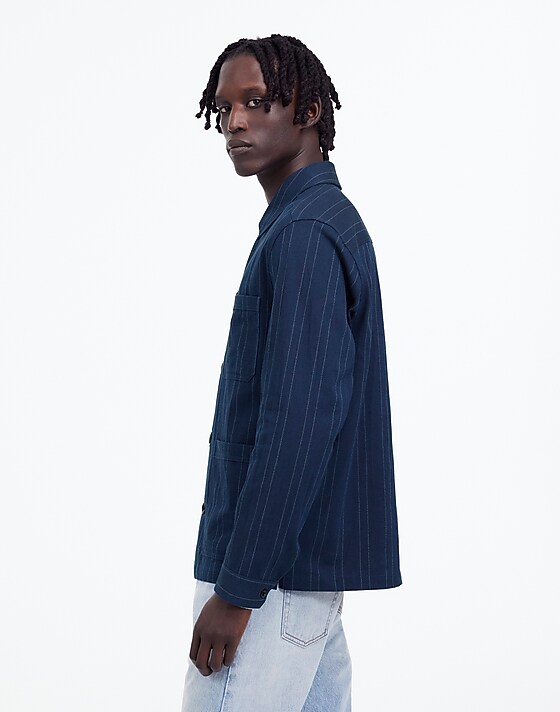 Madewell Chore Jacket In Indigo-Dyed Stripe Indigo Multi