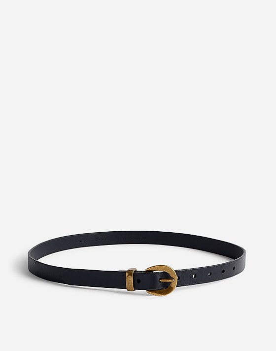 madewell Chunky Buckle Skinny Leather Belt true black