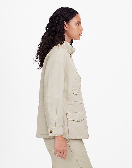 Madewell Cinched Utility Jacket In Italian Linen Twill Bone