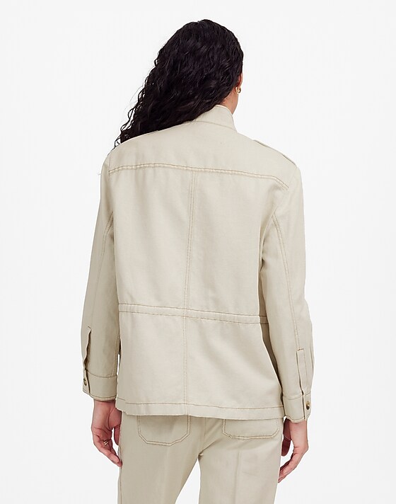 Madewell Cinched Utility Jacket In Italian Linen Twill Bone