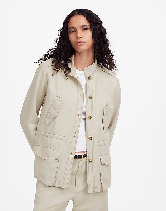 madewell Cinched Utility Jacket in Italian Linen Twill bone