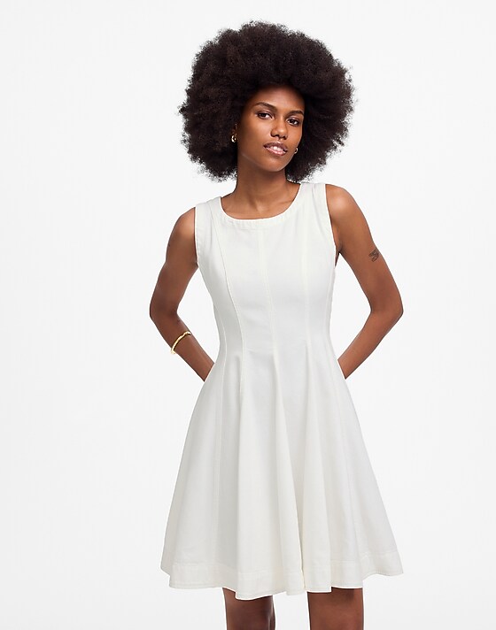 Madewell Circle Mini Dress: Airy Denim Edition Pure White