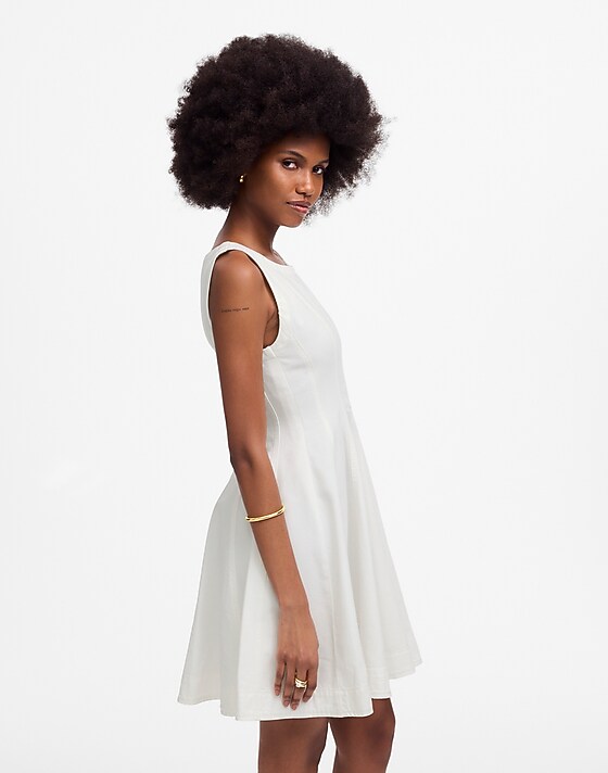 Madewell Circle Mini Dress: Airy Denim Edition Pure White