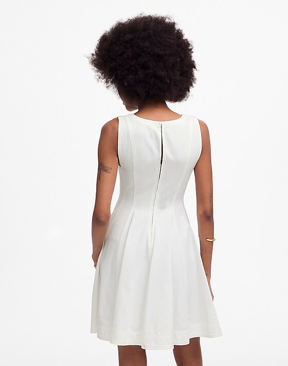 Madewell Circle Mini Dress: Airy Denim Edition Pure White