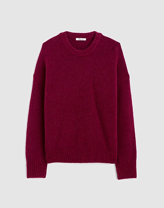 Madewell CloudSoft Drop-Shoulder Crewneck Sweater Autumn Fuchsia