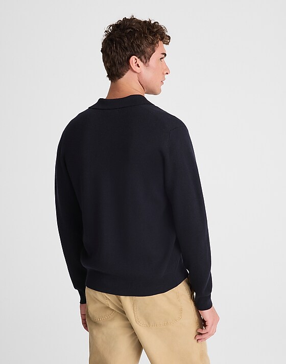 Madewell Collared Cardigan In Merino Wool Dark Indigo