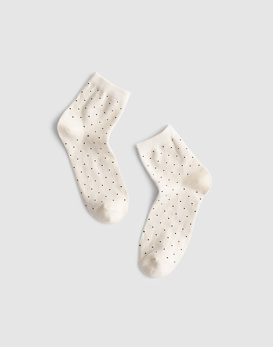 madewell Cotton Ankle Socks in Polka Dot vintage ivory