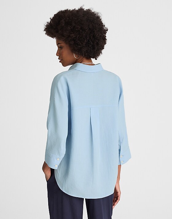 Madewell Cotton Double-Gauze Oversized Shirt Light Pool