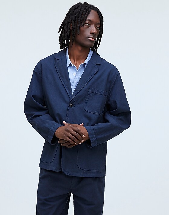 Madewell Cotton-Hemp Blend Unstructured Blazer After Midnight
