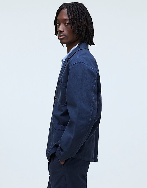 Madewell Cotton-Hemp Blend Unstructured Blazer After Midnight