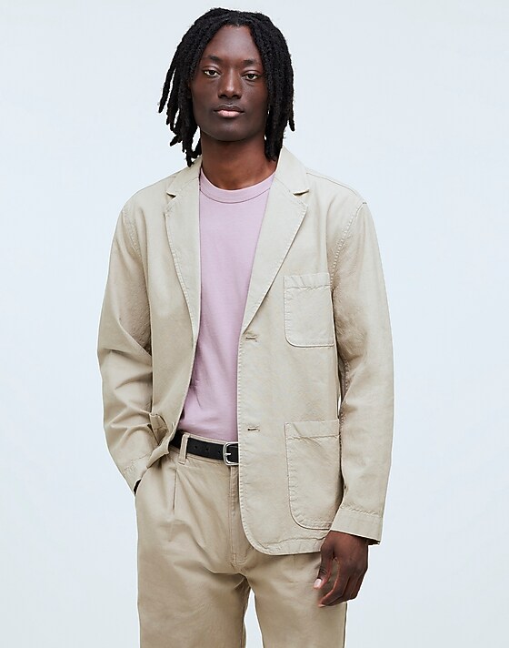 Madewell Cotton-Hemp Blend Unstructured Blazer Fatigue Khaki
