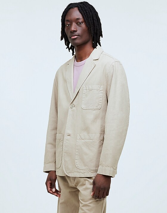 Madewell Cotton-Hemp Blend Unstructured Blazer Fatigue Khaki