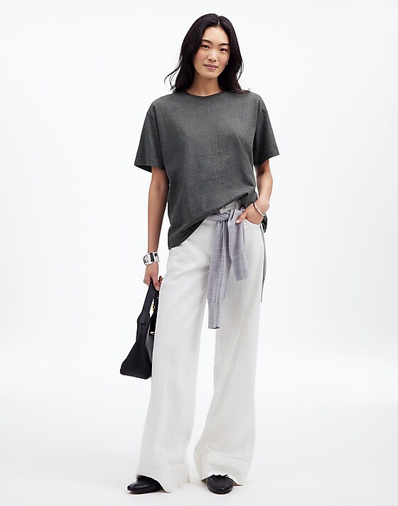 Madewell Cotton Relaxed Oversized Tee Hthr Basalt Grey