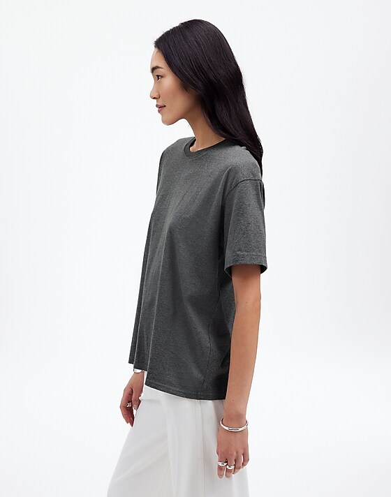 Madewell Cotton Relaxed Oversized Tee Hthr Basalt Grey