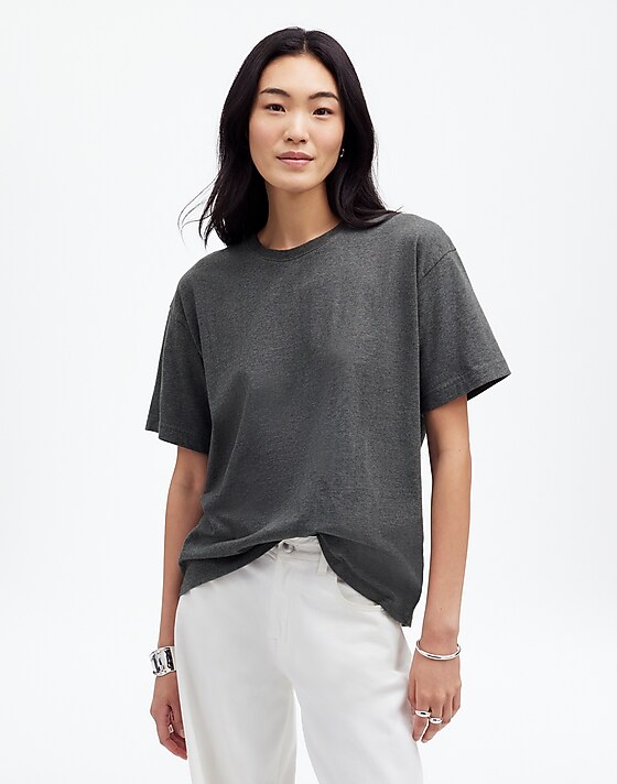 madewell Cotton Relaxed Oversized Tee hthr basalt grey