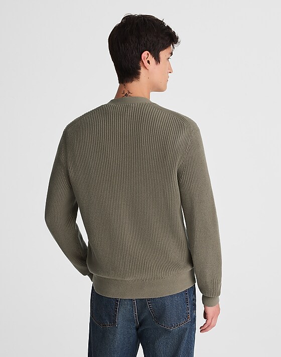 Madewell Cotton Shaker-Stitch Cardigan Pressed Sage