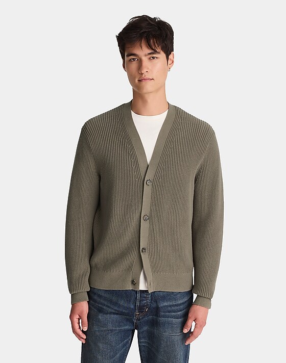 madewell Cotton Shaker-Stitch Cardigan pressed sage