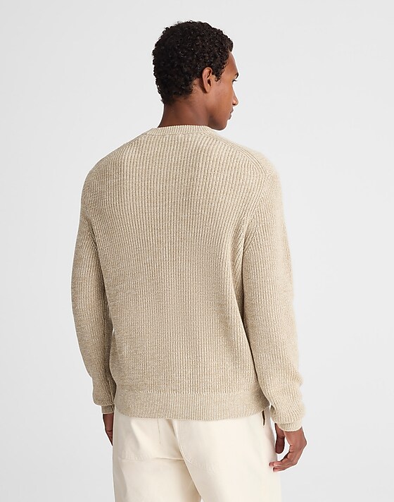 Madewell Cotton Shaker-Stitch Crewneck Sweater Fatigue Khaki Marl
