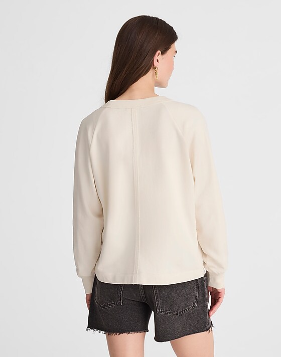 Madewell Cotton Terry V-Neck Sweatshirt Vintage Ivory