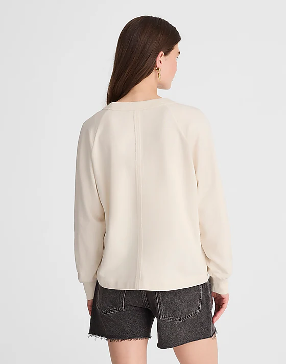 Madewell Cotton Terry V-Neck Sweatshirt Vintage Ivory