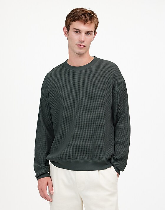 Madewell Cotton Thermal Sweatshirt Industrial Green