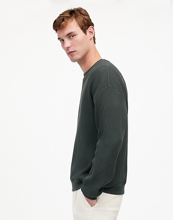 Madewell Cotton Thermal Sweatshirt Industrial Green