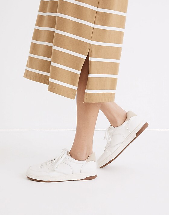 Madewell Court Sneakers In White Leather Ivory Multi