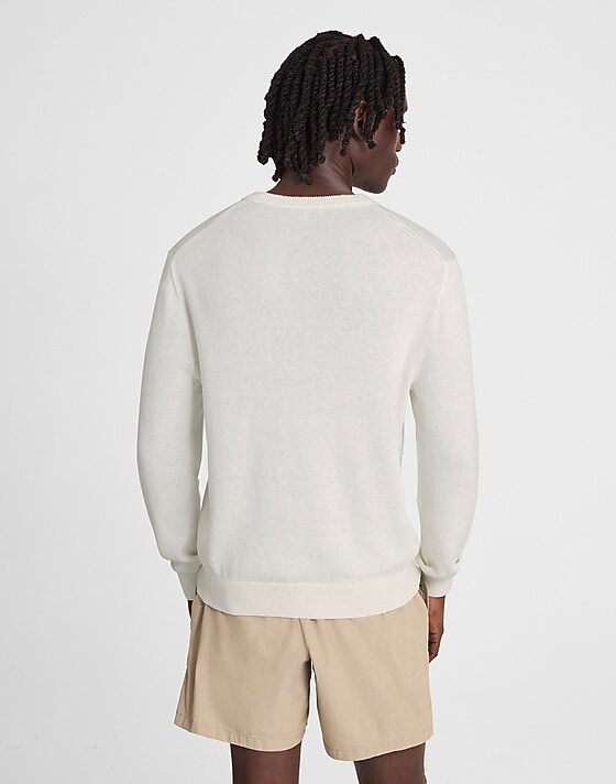 Madewell Crewneck Sweater In Lightweight Cotton-Linen Blend Salt